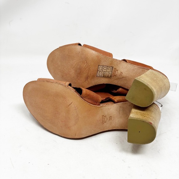 Free People Brown Booties‎ Size 39/9 Leather Peep Toe Heeled Cutout Zipper - Picture 7 of 12